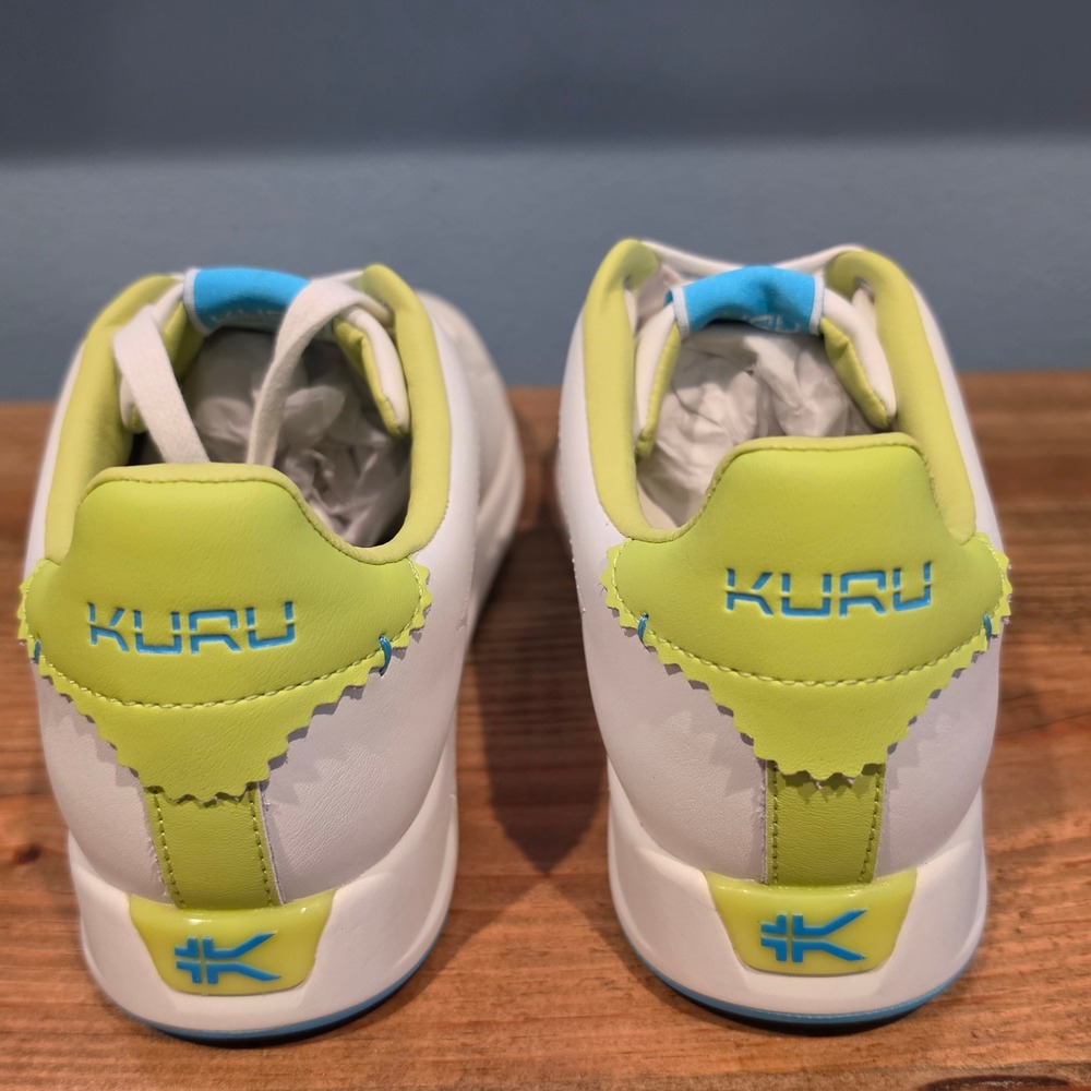 Kuru Womens Roam Court Sneakers White Lime Blue Leather  Comfort Shoes 10 - Picture 5 of 11